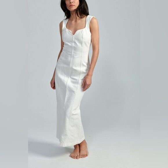 Mara Hoffman Indya Denim Midi Denim Dress White Size 6 MSRP $525 - Picture 1 of 9